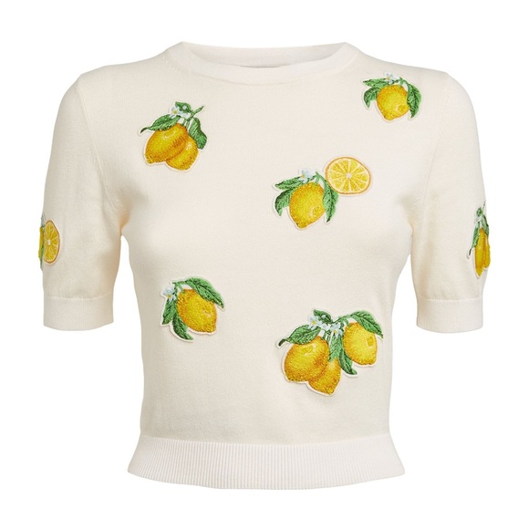 Alice + Olivia Lemon-Embroidered Sweater